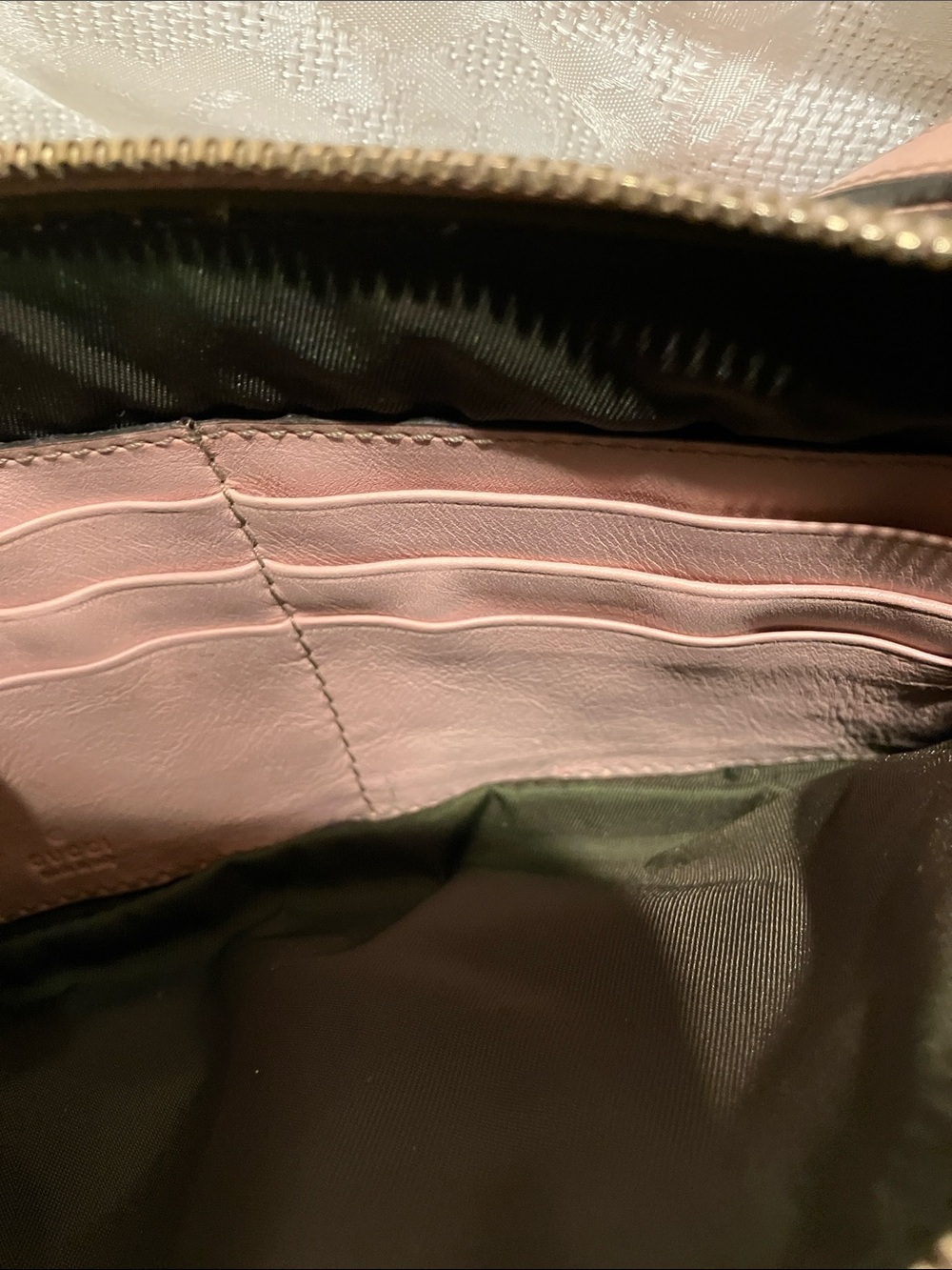 Gucci Beige Monogram Wristlet with Pink Trim and Gold Hardware - Picture 12 of 16